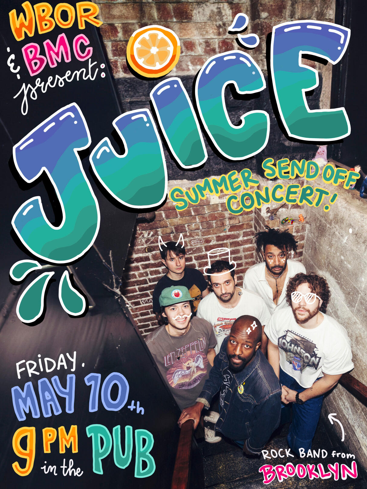 Juice concert poster. May 10th. Bowdoin College The Pub.