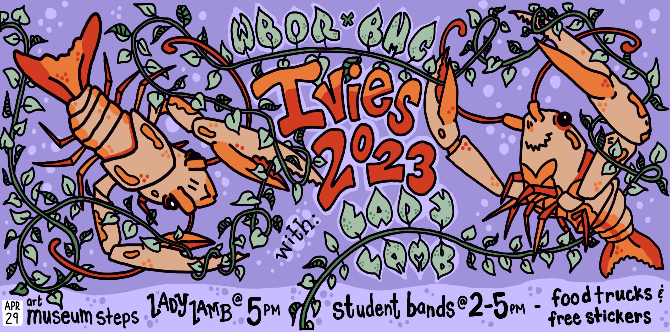 Lady Lamb concert poster. April 29th. Bowdoin College Main Quad Museum Steps @ 5 PM.