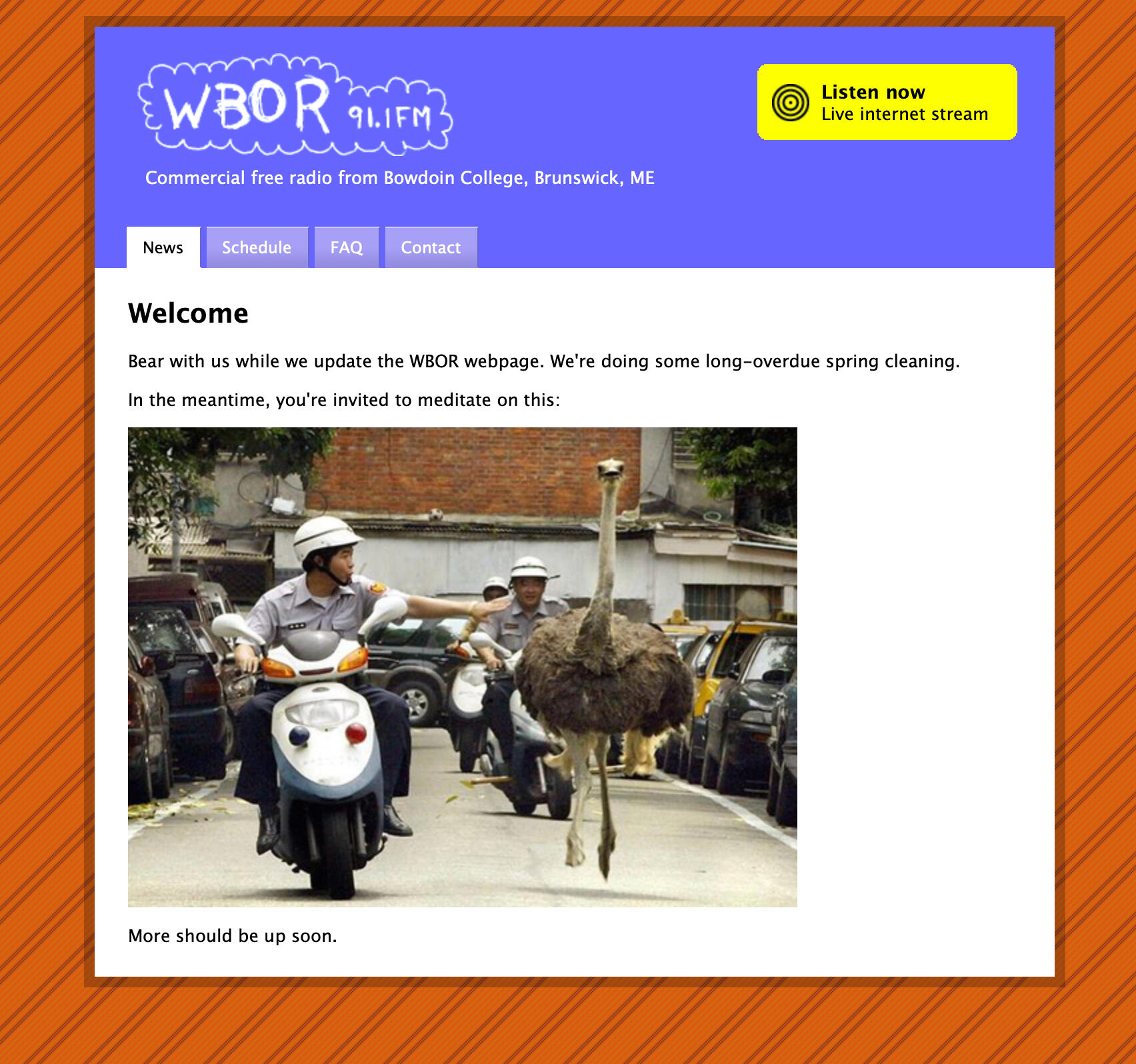 wbor.org Version 3 (Circa October 8th, 2007)