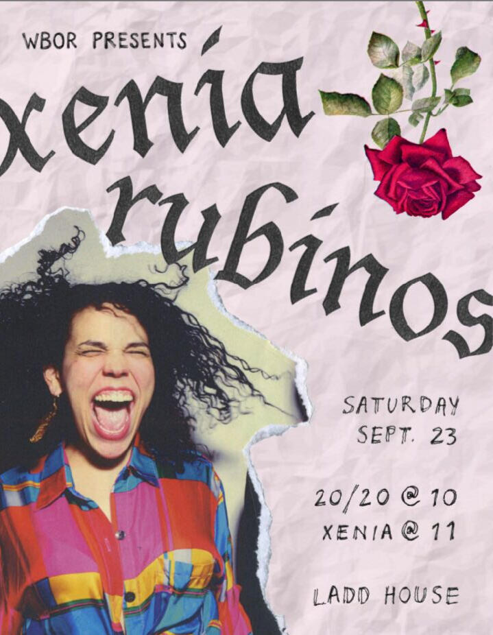 Xenia Rubinos concert poster. Saturday September 23rd. 20/20 @ 10. Xenia @ 11. Ladd House.